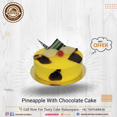 Pineapple with chocolate cake